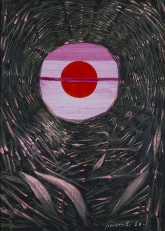 CESARE PEVERELLI (1922-2000) Campo di canne, 1968 Olio su cartone telato cm...