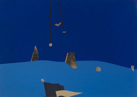 SERGIO DANGELO (1932) La strada Tecnica mista e applicazioni su tela cm 50x70...