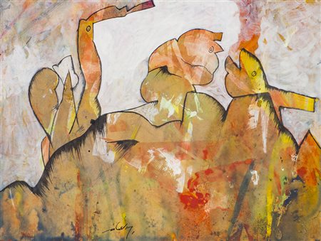 GIANNI DOVA (1925-1991) Senza Titolo Tecnica mista su carta intelata cm...