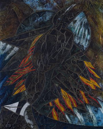 GIANNI DOVA (1925-1991) Uccello, 1965 Olio e smalto su tela cm 30x25 Firma al...