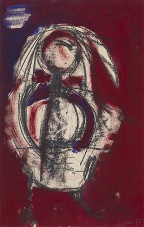 PIERO RUGGERI (1930-2009) Composizione, 1954 Tecnica mista su carta intelata...