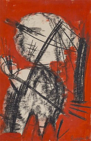 PIERO RUGGERI (1930-2009) Composizione, 1954 Tecnica mista su carta intelata...