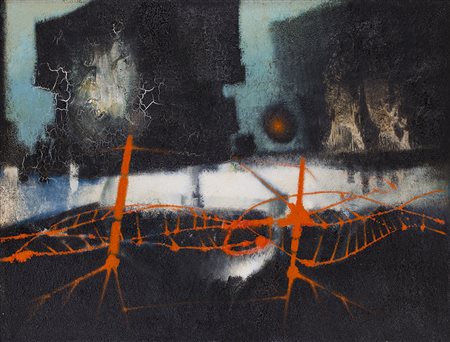 GIUSEPPE GUERRESCHI (1929-1985) Ora di punta, 1959 Olio su tela cm 70x90...