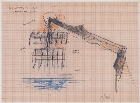 FABRIZIO PLESSI (1940) Progetto N.160 - Scava - Acqua, 1970 Tecnica mista su...