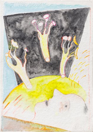 LUCA ALINARI (1943) Senza Titolo Acquerello e tecnica mista su carta a mano...