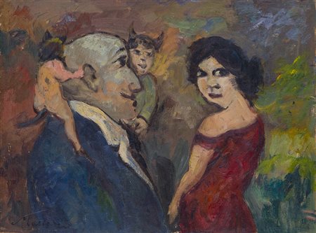 MINO MACCARI (1898-1989) Senza Titolo Olio su tavola cm 29,5x40 Firma al...