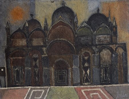 FRANCO GENTILINI (1909-1981) San Marco (N.2), 1956 Olio su tela parzialmente...