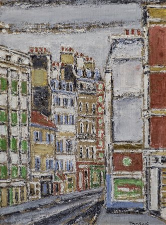 ORFEO TAMBURI (1910-1994) Parigi, '70 Olio su tela di juta intavolata cm...