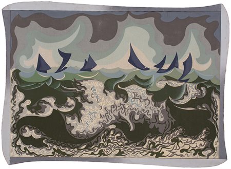 GIACOMO BALLA (1871-1958) Linee forza mare Serigrafia su tela e tavola Tela...