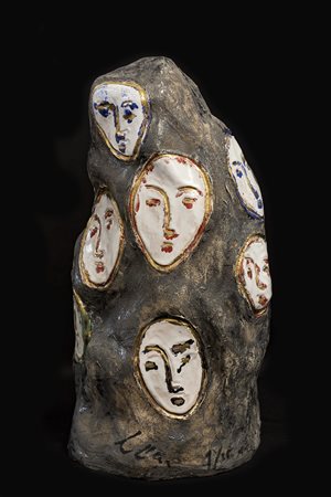 SANDRO CHIA (1946) Maschere in collina, 2007 Scultura in ceramica dipinta cm...