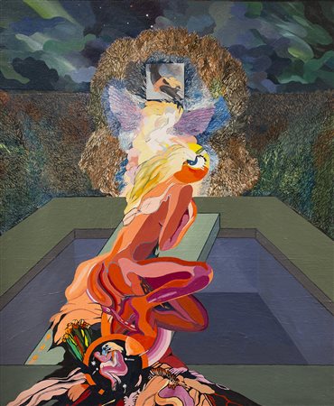 STUART BERKELEY (1944) The esitant swimmer, 1968/1969 Olio e tecnica mista su...