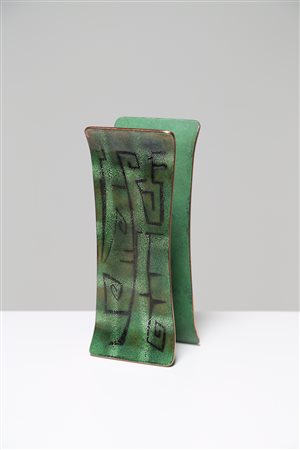 DE POLI PAOLO (1905 - 1996) Maniglia completa rettangolare in rame smaltato...