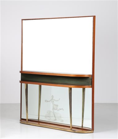 MANIFATTURA ITALIANA Grande specchiera consolle in legno con dettagli in...