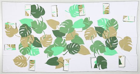 PONTI GIO' (1891 - 1979) Tovaglia e undici tovaglioli in cotone, serie...