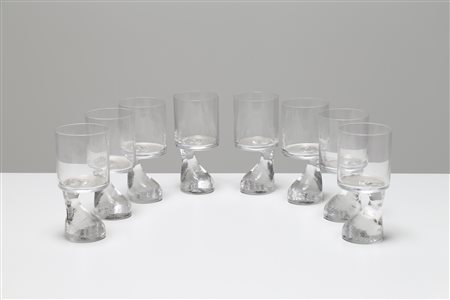 COLOMBO JOE (1930 - 1971) Otto bicchieri in cristallo, serie Smoke, per...