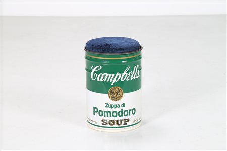 GAVINA SIMON Bidone sgabello in latta verniciata, omaggio a Andy Warhol,...