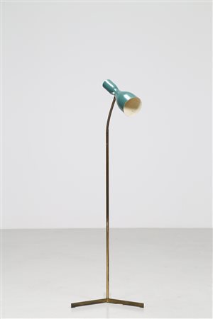 OSTUNI GIUSEPPE Attrib. Lampada da terra in ottone e metallo laccato, anni...