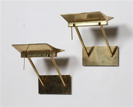 MANIFATTURA ITALIANA Coppia di appliques in ottone, anni 80. -. Cm 25,00 x...