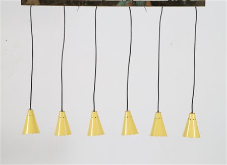 STILNOVO Attrib. Lampade da soffitto a binario in ottone e metallo laccato,...