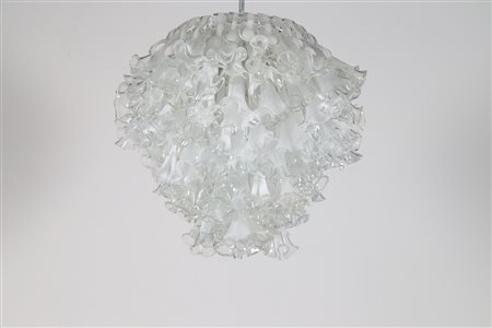 VETRERIA VISTOSI Lampadario con struttura in metallo, calle in vetro a...