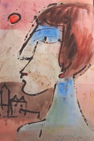 ROGNONI FRANCO (Milano 1913 - Milano 1999) "Figura" Tempera su carta cm. H:...