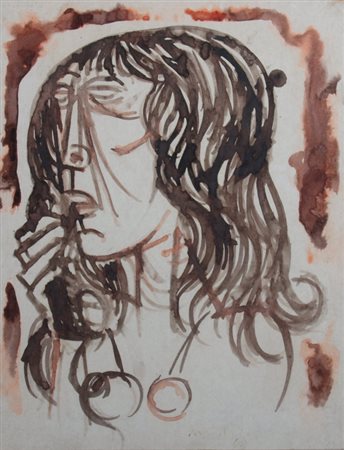 MIGNECO GIUSEPPE (Messina 1908 - Milano 1997) "Figura" 1968 Guache su carta...