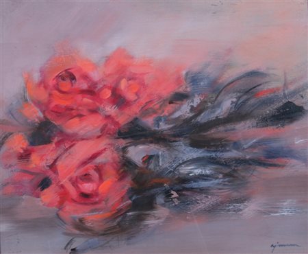 AJMONE GIUSEPPE (Carpignano Sesia 1923 - Romagnano Sesia 2005) "Rose rosse"...