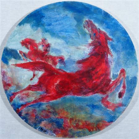 SASSU ALIGI (Milano 1912 - Palma di Majorca 2000) "Cavallo rosso e cavaliere"...
