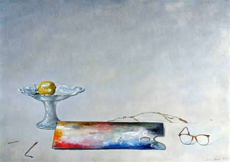 BONICHI CLAUDIO (Novi Ligure 1943) "Natura morta con fruttiera" 2001 Olio su...