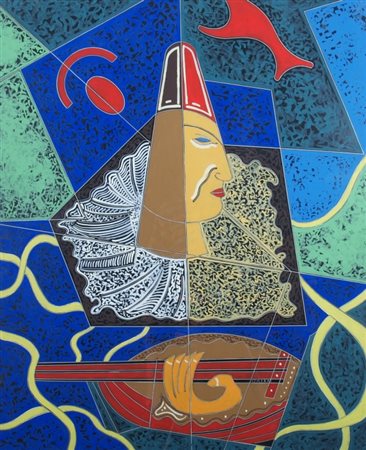 ORIANI PIPPO (Torino 1909 - Torino 1972) "Clown bianco" anni '60/'70 Encausto...