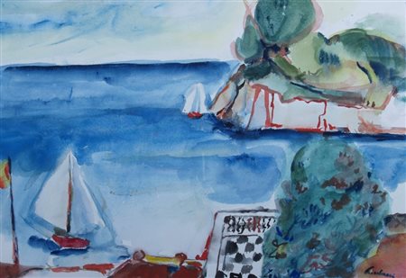 PAULUCCI ENRICO (Genova 1901 - Torino 1999) "Rapallo" 1977 Acquerello su...