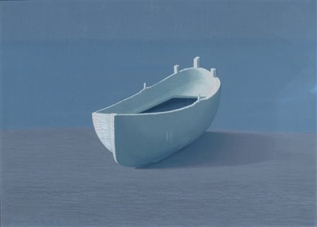 LAZZARO WALTER (Roma 1914 - Milano 1989) "Barca bianca" 1983 Olio su tela cm....