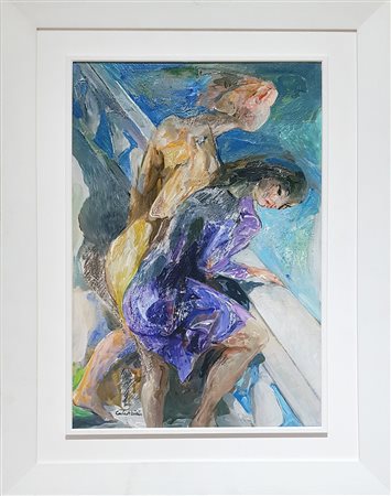 ENNIO CALABRIA Studio per forse a pompei acrilico su tela cm. 60x40, firma in...