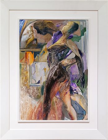 ENNIO CALABRIA Il ponte, la sera acrilico su tela cm. 60x40, firma in basso a...