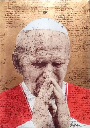 GIULIANO GRITTINI Papa Giovanni tecnica mista su tela cm. 60x40, firma in...