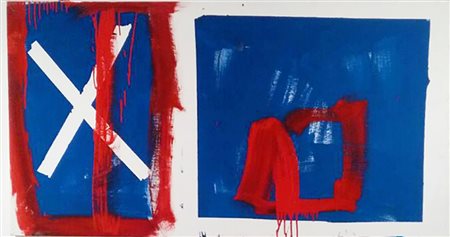 ALEX CAMINITI Punti di rotture smalto su tela cm. 76x140 dichiarazione...