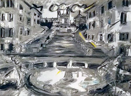 ALFONSO MANGONE Roma, 2010 olio su tela cm. 80x100, dichiarazione...