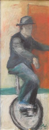 FABRIZIO BERTI Monociclo, 2016 tecnica mista su tavola cm. 100x40, firma in...