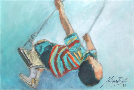 FABRIZIO BERTI Libero, 2015 tecnica mista su tavola cm. 100x68, firma in...