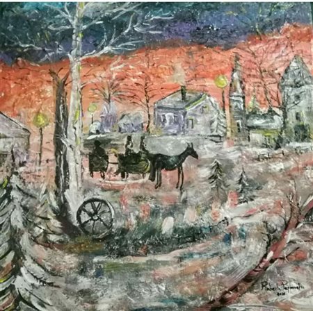 ROBERTA PAPPONETTI Immersa nei sogni, 2017 olio su tela cm. 80x80, firma in...