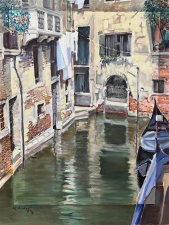 FRANCESCO SICLARI Venezia - riflessi, 2017 olio su tela cm. 60x50, firma in...