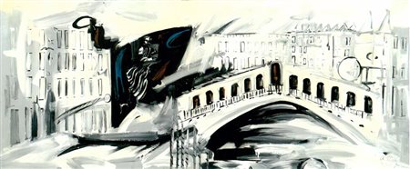 ALFONSO MANGONE Venezia, 2002 olio su tela cm. 200x85, firma in basso a...