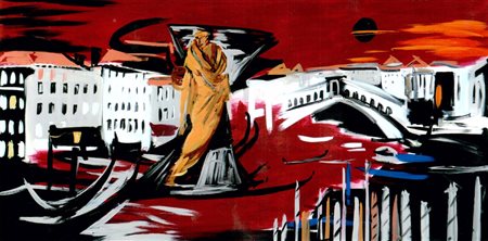 ALFONSO MANGONE Venezia, 2013 olio su tela cm. 100x200, firma in basso a...