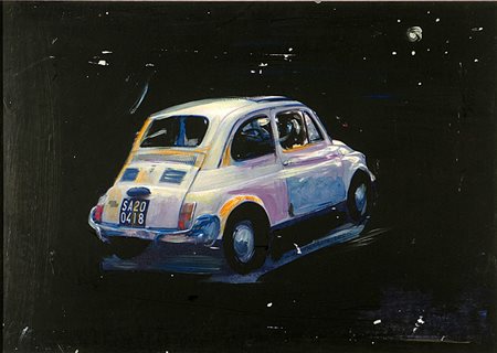 ALFONSO MANGONE FIAT 500 olio su tela cm. 30x40, firma in basso a destra...