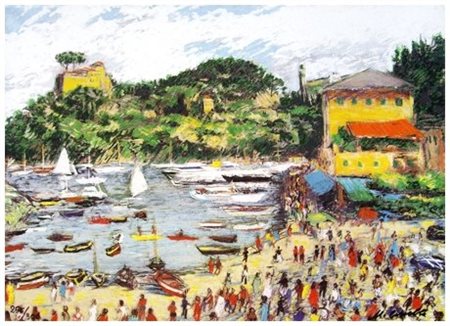 MICHELE CASCELLA 1892 – 1989 Incontrarsi a Portofino 1984 Serigrafia e...