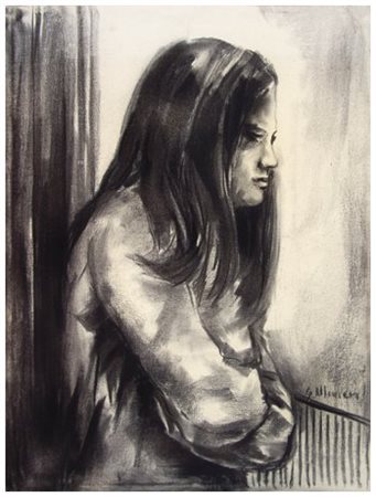 GABRIELLA ULIVIERI 1940 ca. Senza titolo Carboncino su tela 80 x 60. Firma in...