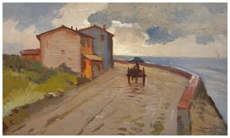 GINO CENTONI 1891 – 1960 Senza titolo Olio su tavola 24 x 40. Firma in b. a d.