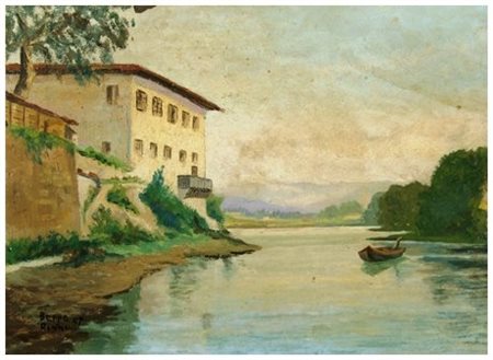 BEPPE RIGHI 1895 – 2000 La casona 1957 Olio su cartone telato 31 x 42,5....