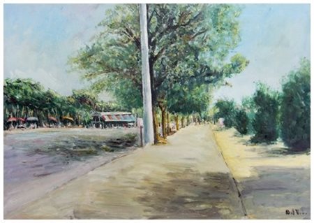 GIOVANNI DEL VIVO Livorno Olio su tavola 35 x 50. Firma in b. a d.; titolo...