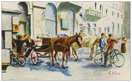 GINO PAOLO GORI 1911 – 1991 Senza titolo Olio su tela applicata a cartone 34...